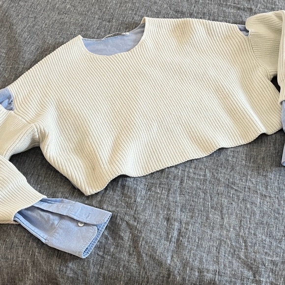 Alexander Wang Cream Ribbed Cropped Women’s Sweater - Picture 4 of 12